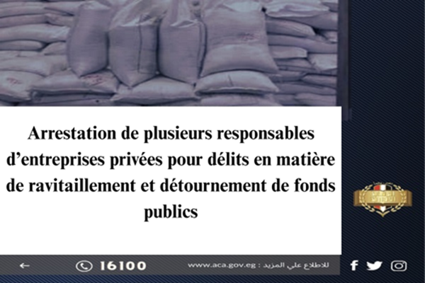 Arrestation de plusieurs responsables d’entreprises privées pour délits en matière de ravitaillement et détournement de fonds publics